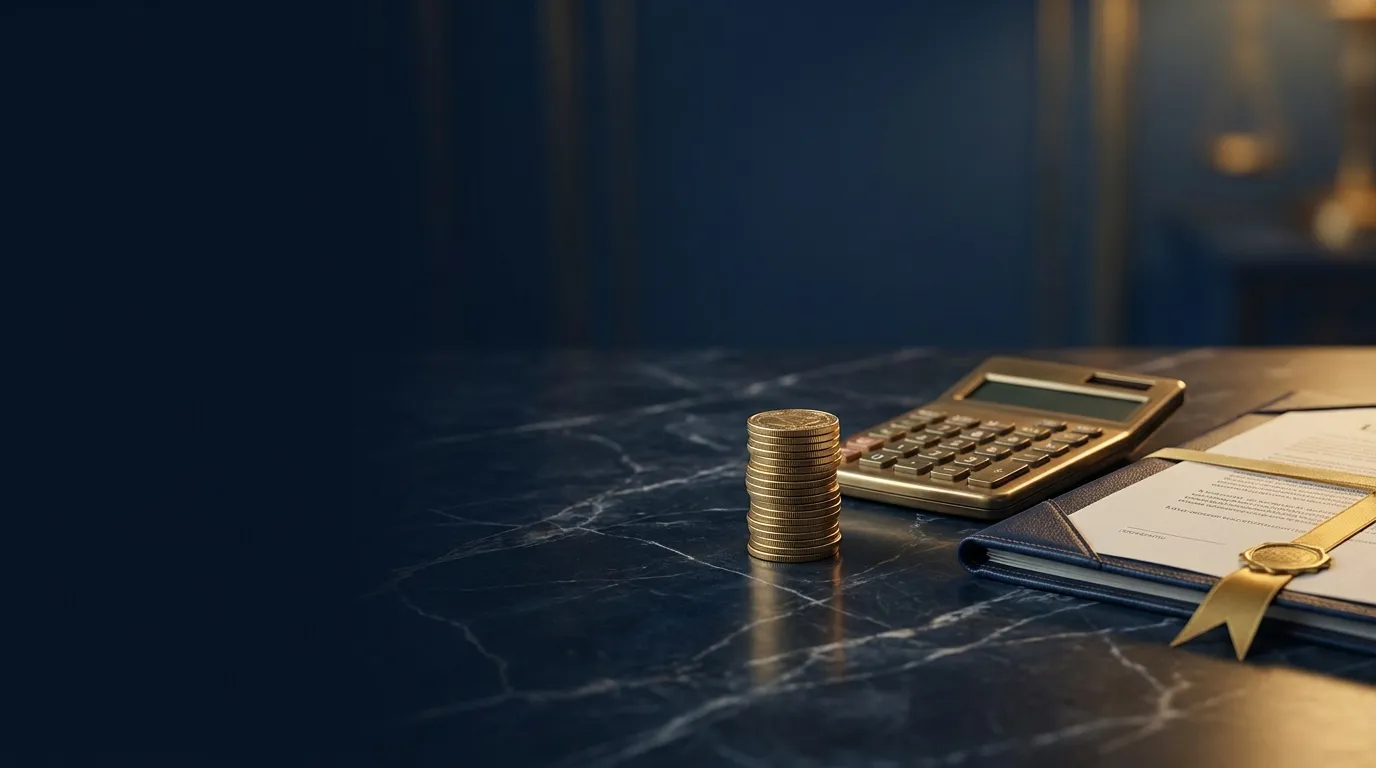 Monedas apiladas y calculadora, cálculo de la pensión alimenticia en CDMX